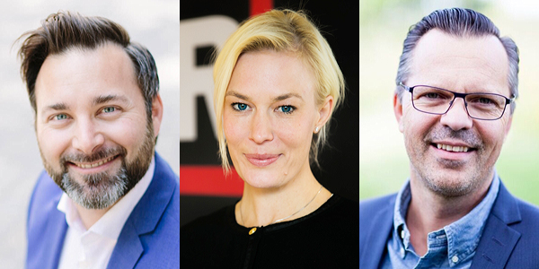 Johan Pettersson, generalsekreterare på Oxfam Sverige, Emilia Molin, managing director för War Child och Claes Parsmo, vd för Compassion Sverige.